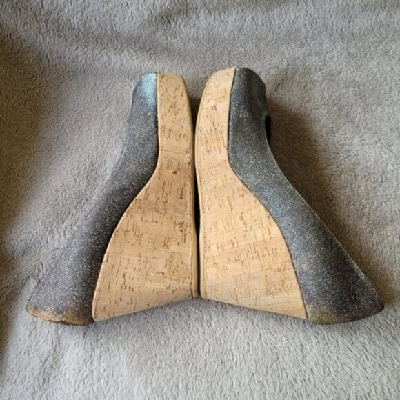 Stuart Weitzman Anna open toe cork wedges Pryrite Nocturn size 9 - Picture 4 of 13